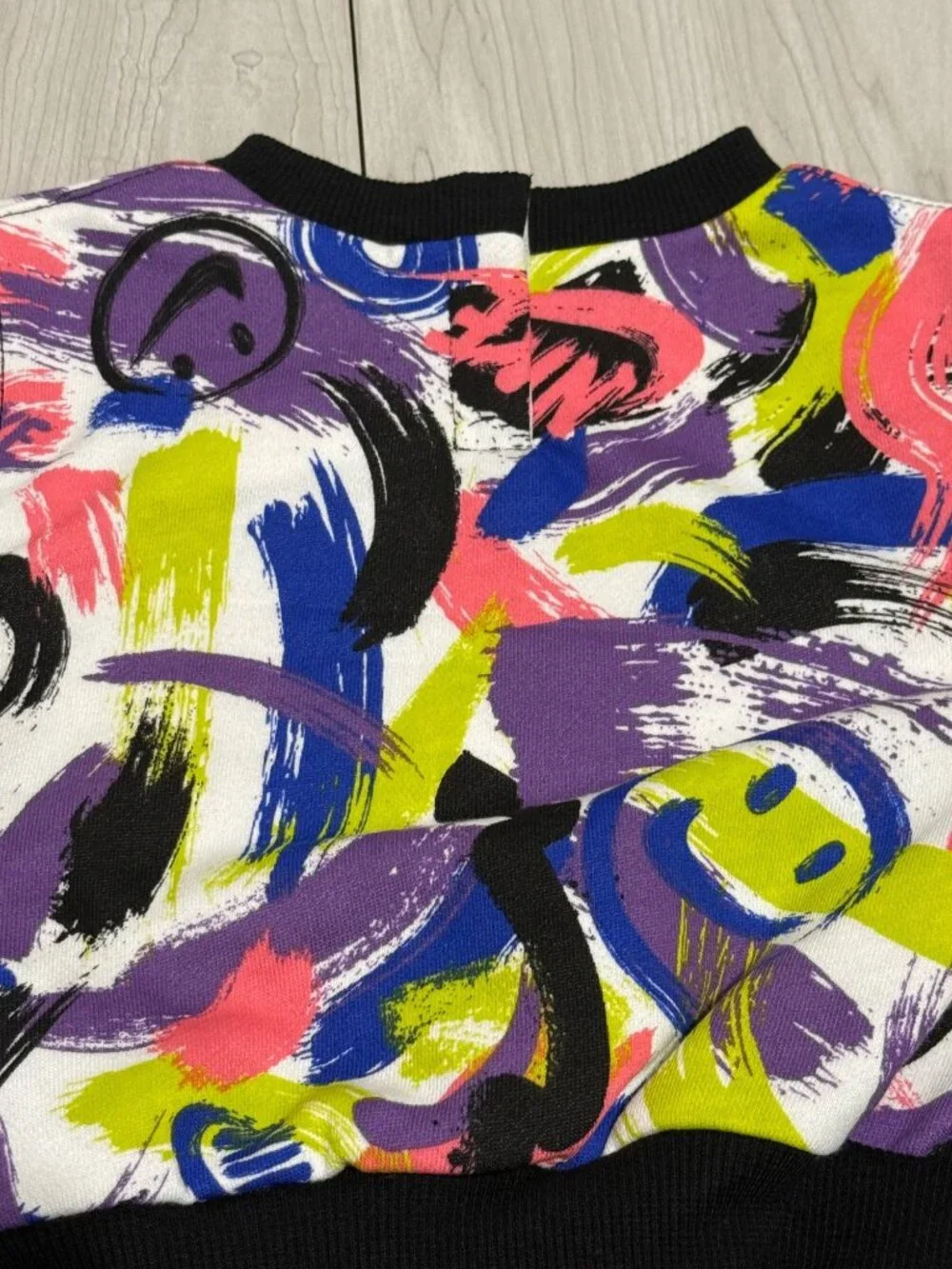 Nike 12m NWT graphic neon print black smiley face pink purple yellow sweatsuit - Picture 3 of 7